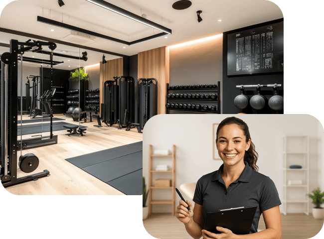 Female physio in front of physiotherapy studio. For insurance